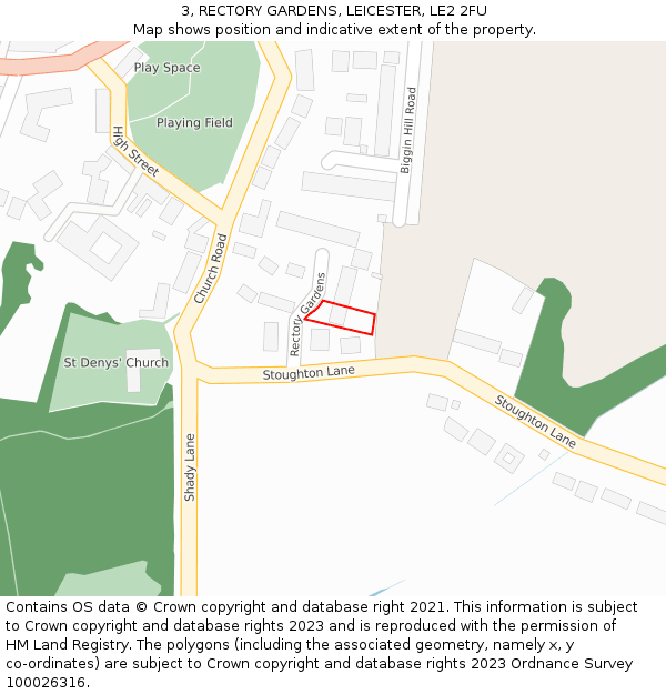 3, RECTORY GARDENS, LEICESTER, LE2 2FU: Location map and indicative extent of plot