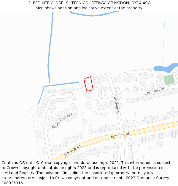 3, RED KITE CLOSE, SUTTON COURTENAY, ABINGDON, OX14 4SG: Location map and indicative extent of plot