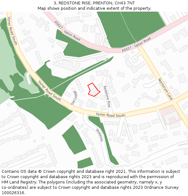3, REDSTONE RISE, PRENTON, CH43 7NT: Location map and indicative extent of plot