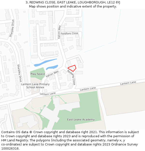 3, REDWING CLOSE, EAST LEAKE, LOUGHBOROUGH, LE12 6YJ: Location map and indicative extent of plot