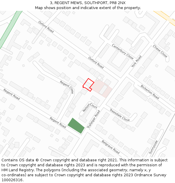 3, REGENT MEWS, SOUTHPORT, PR8 2NX: Location map and indicative extent of plot