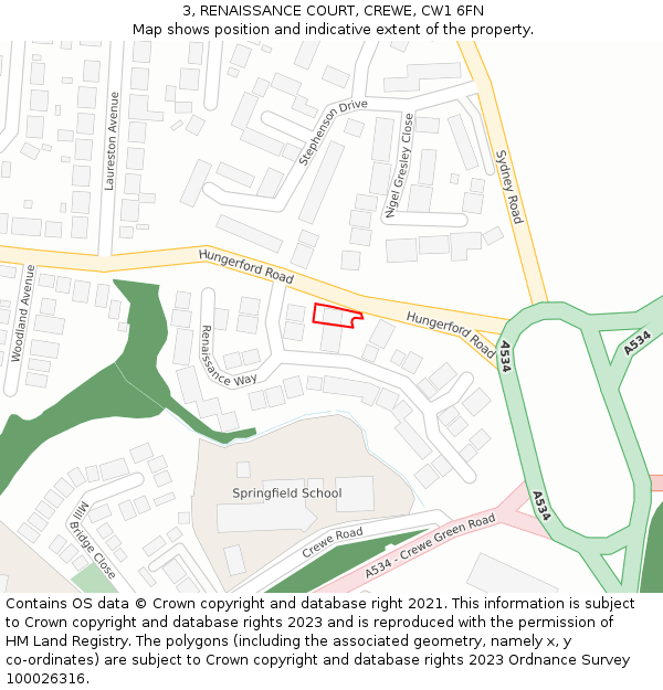 3, RENAISSANCE COURT, CREWE, CW1 6FN: Location map and indicative extent of plot