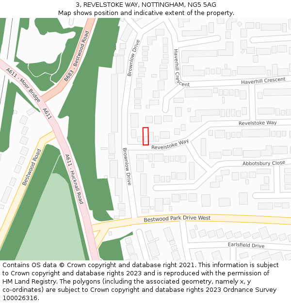 3, REVELSTOKE WAY, NOTTINGHAM, NG5 5AG: Location map and indicative extent of plot