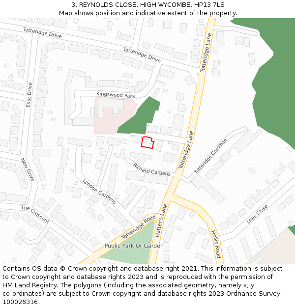 3, REYNOLDS CLOSE, HIGH WYCOMBE, HP13 7LS: Location map and indicative extent of plot