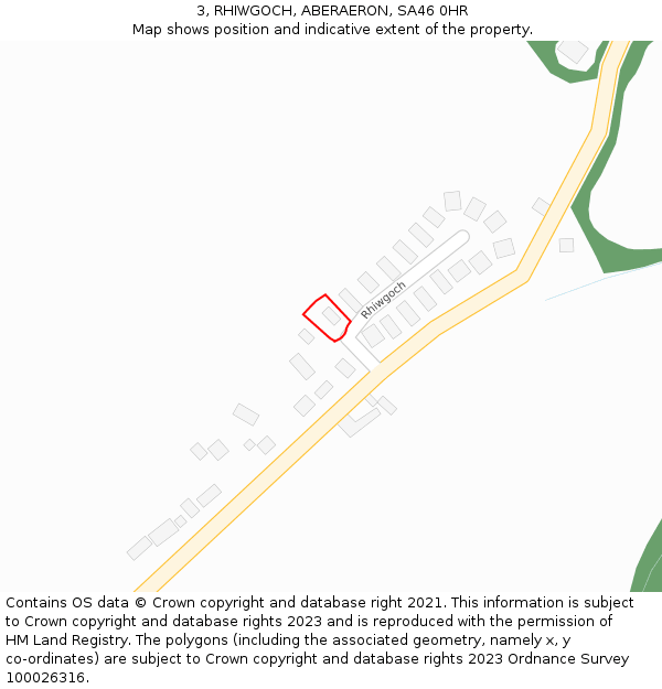 3, RHIWGOCH, ABERAERON, SA46 0HR: Location map and indicative extent of plot