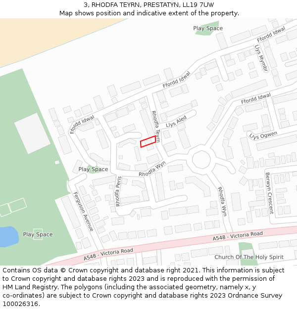 3, RHODFA TEYRN, PRESTATYN, LL19 7UW: Location map and indicative extent of plot