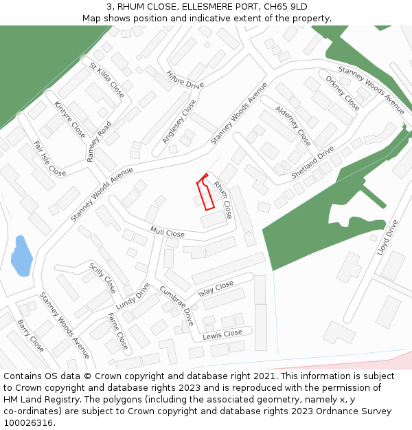 3, RHUM CLOSE, ELLESMERE PORT, CH65 9LD: Location map and indicative extent of plot