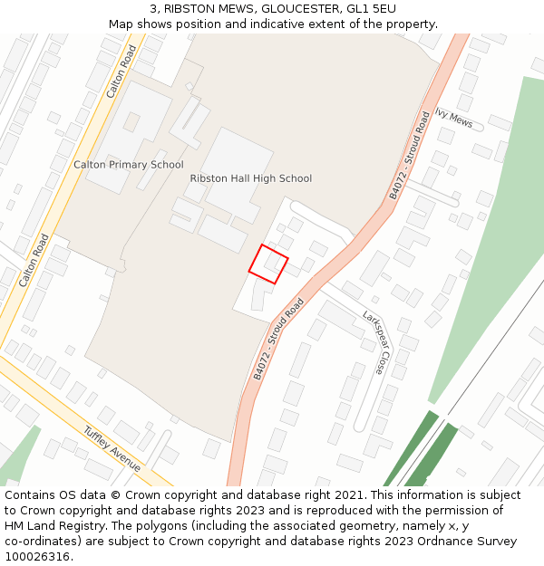 3, RIBSTON MEWS, GLOUCESTER, GL1 5EU: Location map and indicative extent of plot