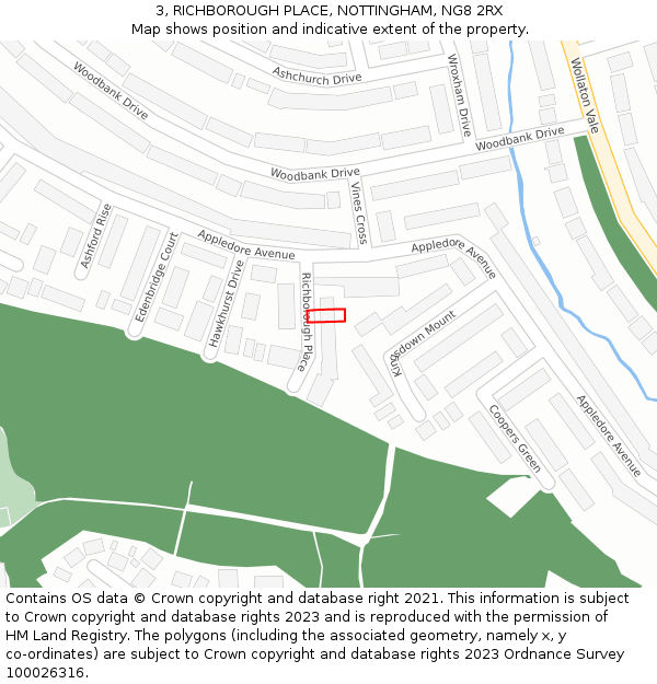 3, RICHBOROUGH PLACE, NOTTINGHAM, NG8 2RX: Location map and indicative extent of plot