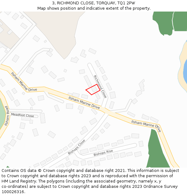 3, RICHMOND CLOSE, TORQUAY, TQ1 2PW: Location map and indicative extent of plot