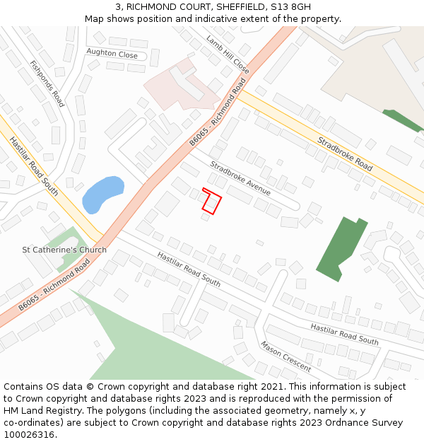 3, RICHMOND COURT, SHEFFIELD, S13 8GH: Location map and indicative extent of plot