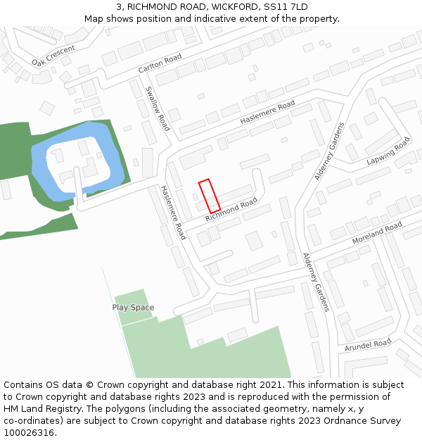 3, RICHMOND ROAD, WICKFORD, SS11 7LD: Location map and indicative extent of plot