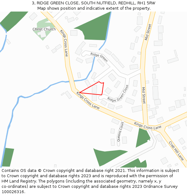 3, RIDGE GREEN CLOSE, SOUTH NUTFIELD, REDHILL, RH1 5RW: Location map and indicative extent of plot