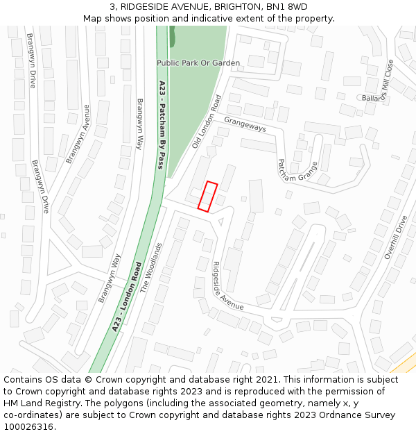 3, RIDGESIDE AVENUE, BRIGHTON, BN1 8WD: Location map and indicative extent of plot