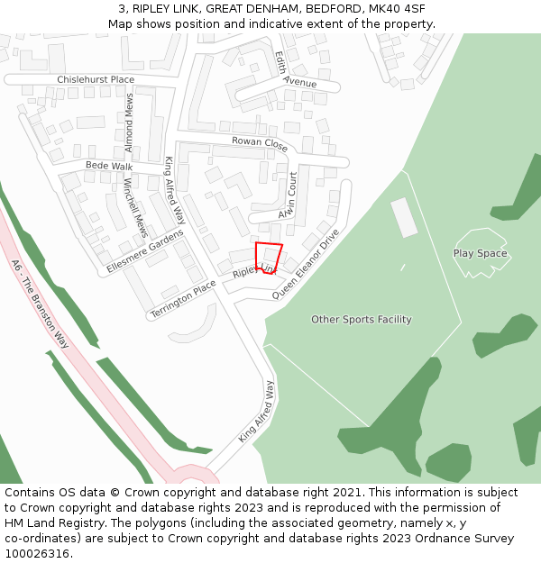 3, RIPLEY LINK, GREAT DENHAM, BEDFORD, MK40 4SF: Location map and indicative extent of plot