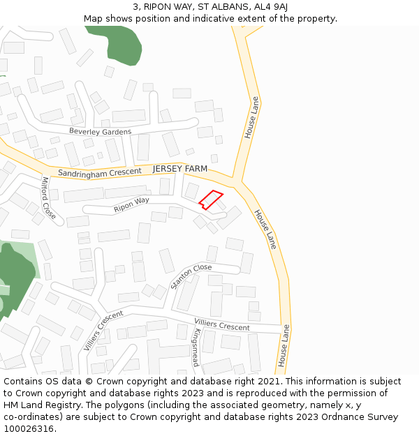3, RIPON WAY, ST ALBANS, AL4 9AJ: Location map and indicative extent of plot
