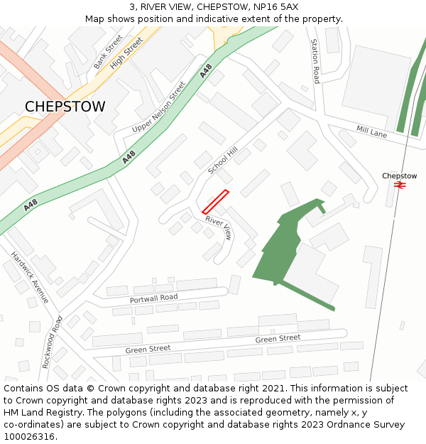 3, RIVER VIEW, CHEPSTOW, NP16 5AX: Location map and indicative extent of plot