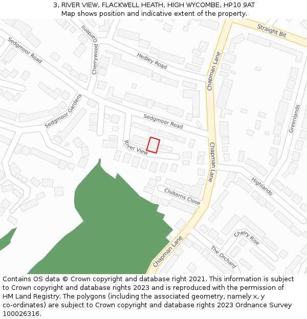 3, RIVER VIEW, FLACKWELL HEATH, HIGH WYCOMBE, HP10 9AT: Location map and indicative extent of plot