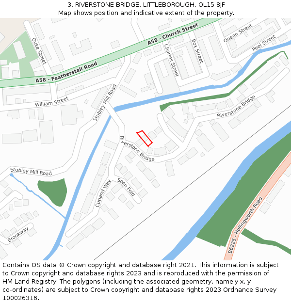 3, RIVERSTONE BRIDGE, LITTLEBOROUGH, OL15 8JF: Location map and indicative extent of plot
