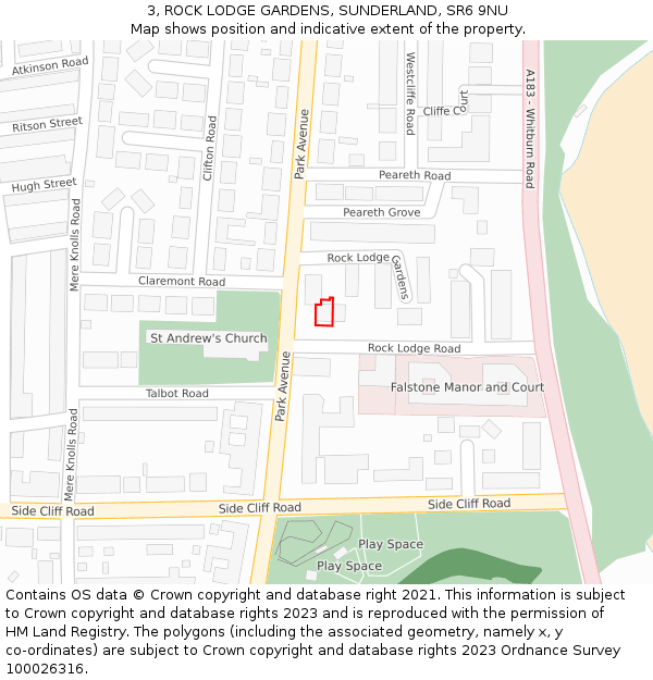 3, ROCK LODGE GARDENS, SUNDERLAND, SR6 9NU: Location map and indicative extent of plot