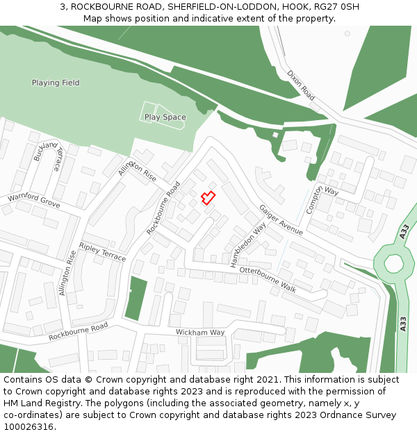 3, ROCKBOURNE ROAD, SHERFIELD-ON-LODDON, HOOK, RG27 0SH: Location map and indicative extent of plot