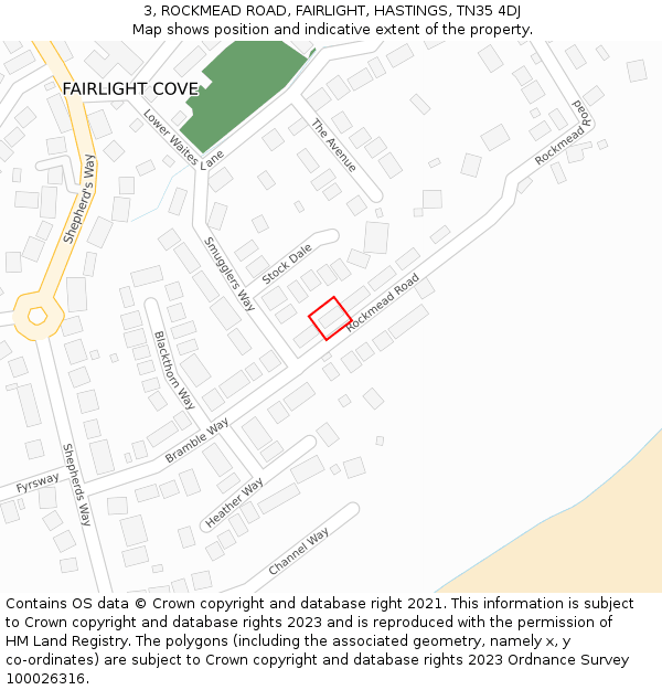 3, ROCKMEAD ROAD, FAIRLIGHT, HASTINGS, TN35 4DJ: Location map and indicative extent of plot