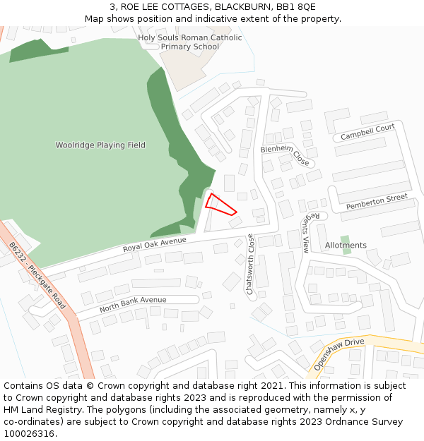 3, ROE LEE COTTAGES, BLACKBURN, BB1 8QE: Location map and indicative extent of plot
