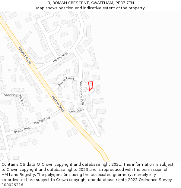 3, ROMAN CRESCENT, SWAFFHAM, PE37 7TN: Location map and indicative extent of plot