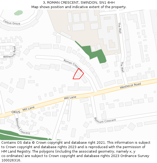 3, ROMAN CRESCENT, SWINDON, SN1 4HH: Location map and indicative extent of plot