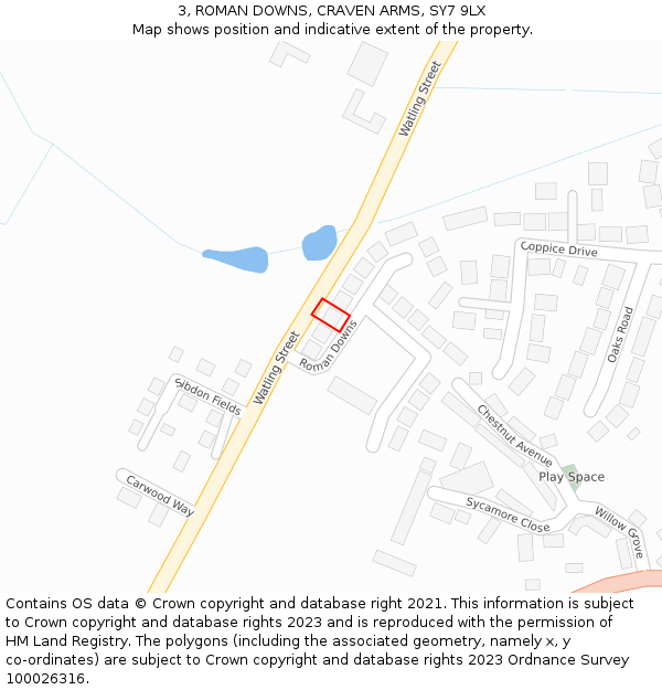 3, ROMAN DOWNS, CRAVEN ARMS, SY7 9LX: Location map and indicative extent of plot