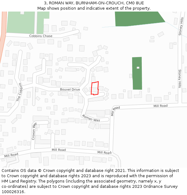 3, ROMAN WAY, BURNHAM-ON-CROUCH, CM0 8UE: Location map and indicative extent of plot