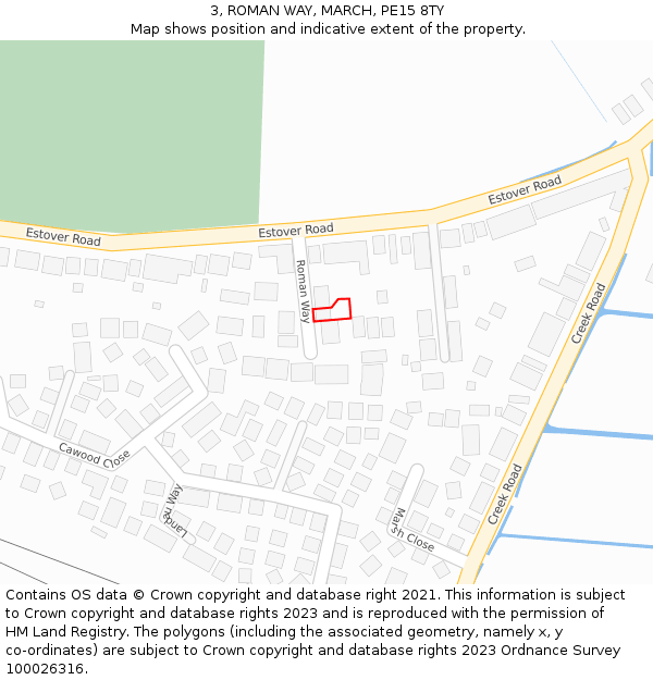 3, ROMAN WAY, MARCH, PE15 8TY: Location map and indicative extent of plot