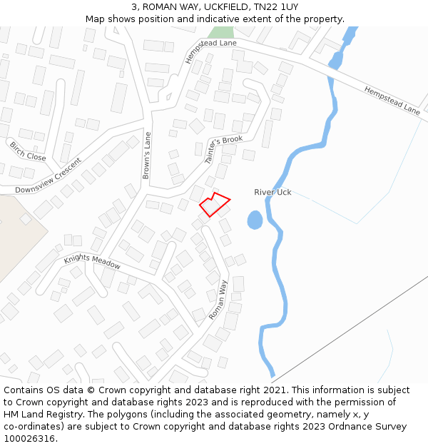 3, ROMAN WAY, UCKFIELD, TN22 1UY: Location map and indicative extent of plot