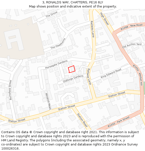 3, RONALDS WAY, CHATTERIS, PE16 6LY: Location map and indicative extent of plot