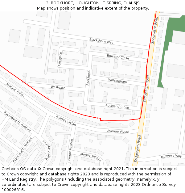 3, ROOKHOPE, HOUGHTON LE SPRING, DH4 6JS: Location map and indicative extent of plot