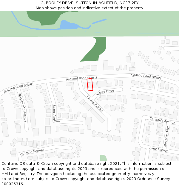 3, ROOLEY DRIVE, SUTTON-IN-ASHFIELD, NG17 2EY: Location map and indicative extent of plot