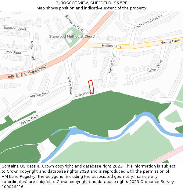3, ROSCOE VIEW, SHEFFIELD, S6 5PR: Location map and indicative extent of plot