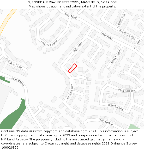 3, ROSEDALE WAY, FOREST TOWN, MANSFIELD, NG19 0QR: Location map and indicative extent of plot