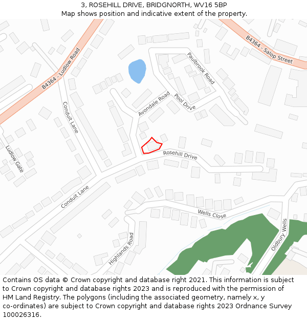 3, ROSEHILL DRIVE, BRIDGNORTH, WV16 5BP: Location map and indicative extent of plot