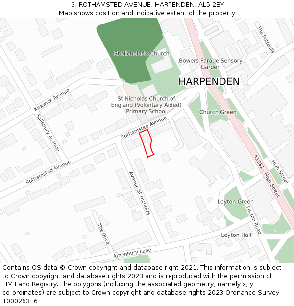 3, ROTHAMSTED AVENUE, HARPENDEN, AL5 2BY: Location map and indicative extent of plot