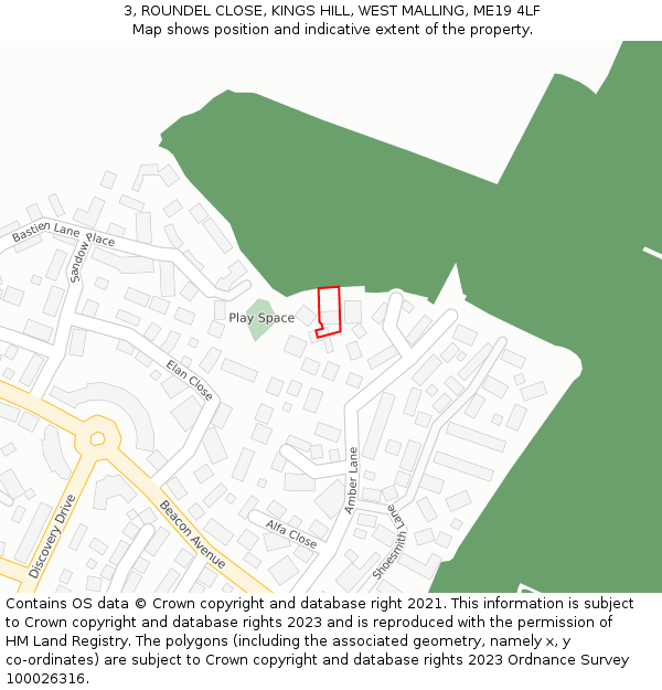 3, ROUNDEL CLOSE, KINGS HILL, WEST MALLING, ME19 4LF: Location map and indicative extent of plot