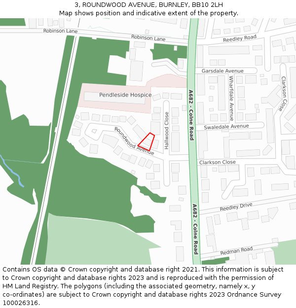 3, ROUNDWOOD AVENUE, BURNLEY, BB10 2LH: Location map and indicative extent of plot