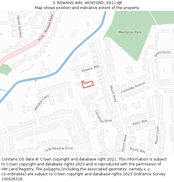 3, ROWANS WAY, WICKFORD, SS11 8JF: Location map and indicative extent of plot