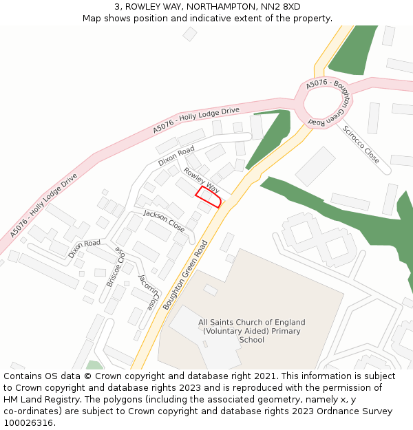 3, ROWLEY WAY, NORTHAMPTON, NN2 8XD: Location map and indicative extent of plot