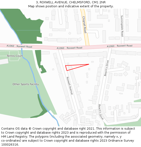 3, ROXWELL AVENUE, CHELMSFORD, CM1 2NR: Location map and indicative extent of plot