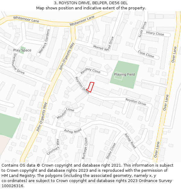 3, ROYSTON DRIVE, BELPER, DE56 0EL: Location map and indicative extent of plot