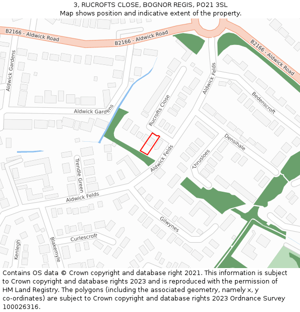 3, RUCROFTS CLOSE, BOGNOR REGIS, PO21 3SL: Location map and indicative extent of plot