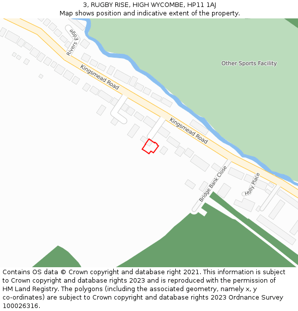 3, RUGBY RISE, HIGH WYCOMBE, HP11 1AJ: Location map and indicative extent of plot