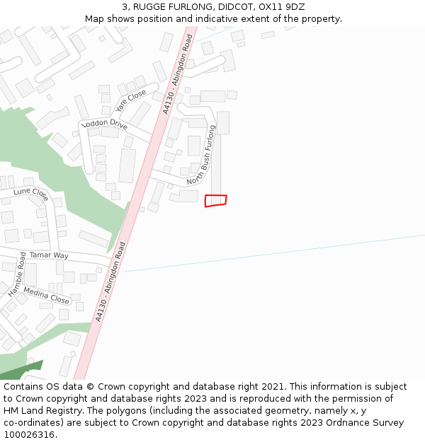 3, RUGGE FURLONG, DIDCOT, OX11 9DZ: Location map and indicative extent of plot