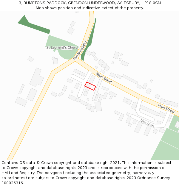 3, RUMPTONS PADDOCK, GRENDON UNDERWOOD, AYLESBURY, HP18 0SN: Location map and indicative extent of plot